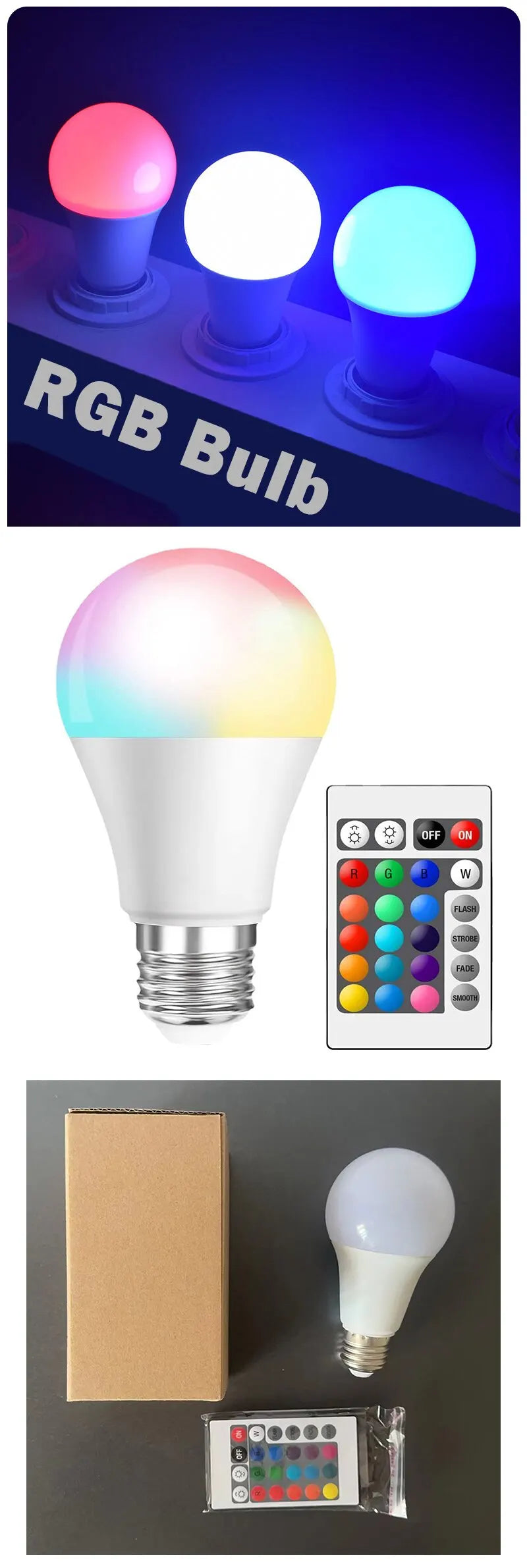 GlowSphere™ 16-Color RGB LED Bulb – Remote Controlled Mood Lighting