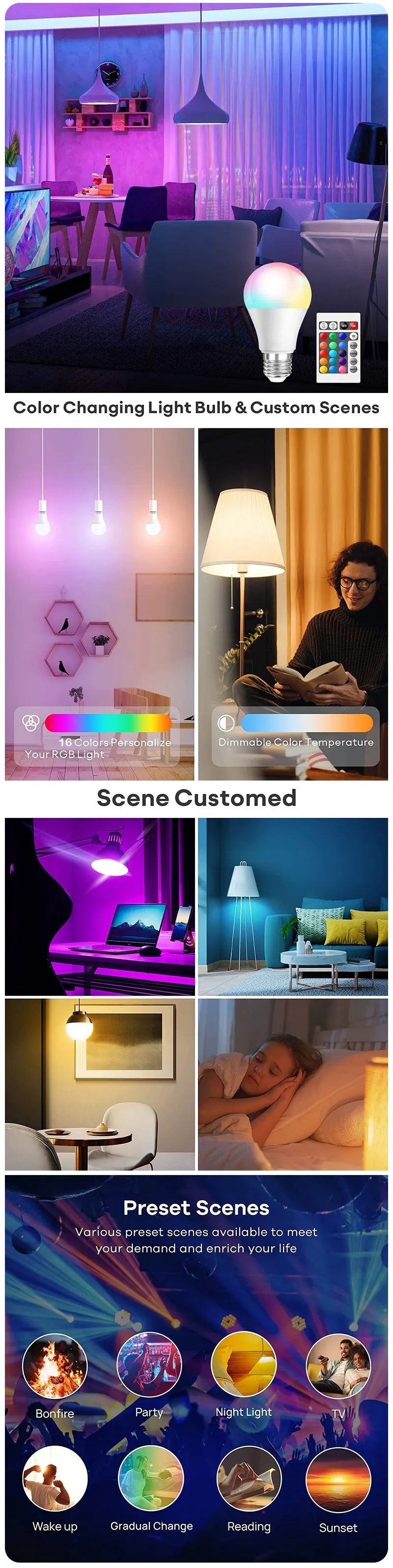 GlowSphere™ 16-Color RGB LED Bulb – Remote Controlled Mood Lighting